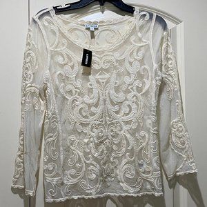 White Lace Long Sleeve Express Blouse